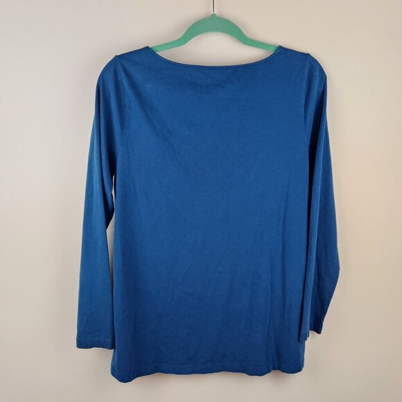 Soft Surroundings Teal Asymmetric Seams Stretch Jersey Knit Tunic Top sz M - Picture 2 of 8